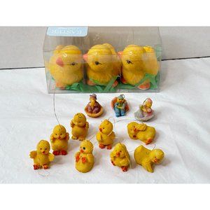 Easter Small Yellow Chicks 11 Tiny Peeps Hangers Easter Basket Decorations Tree